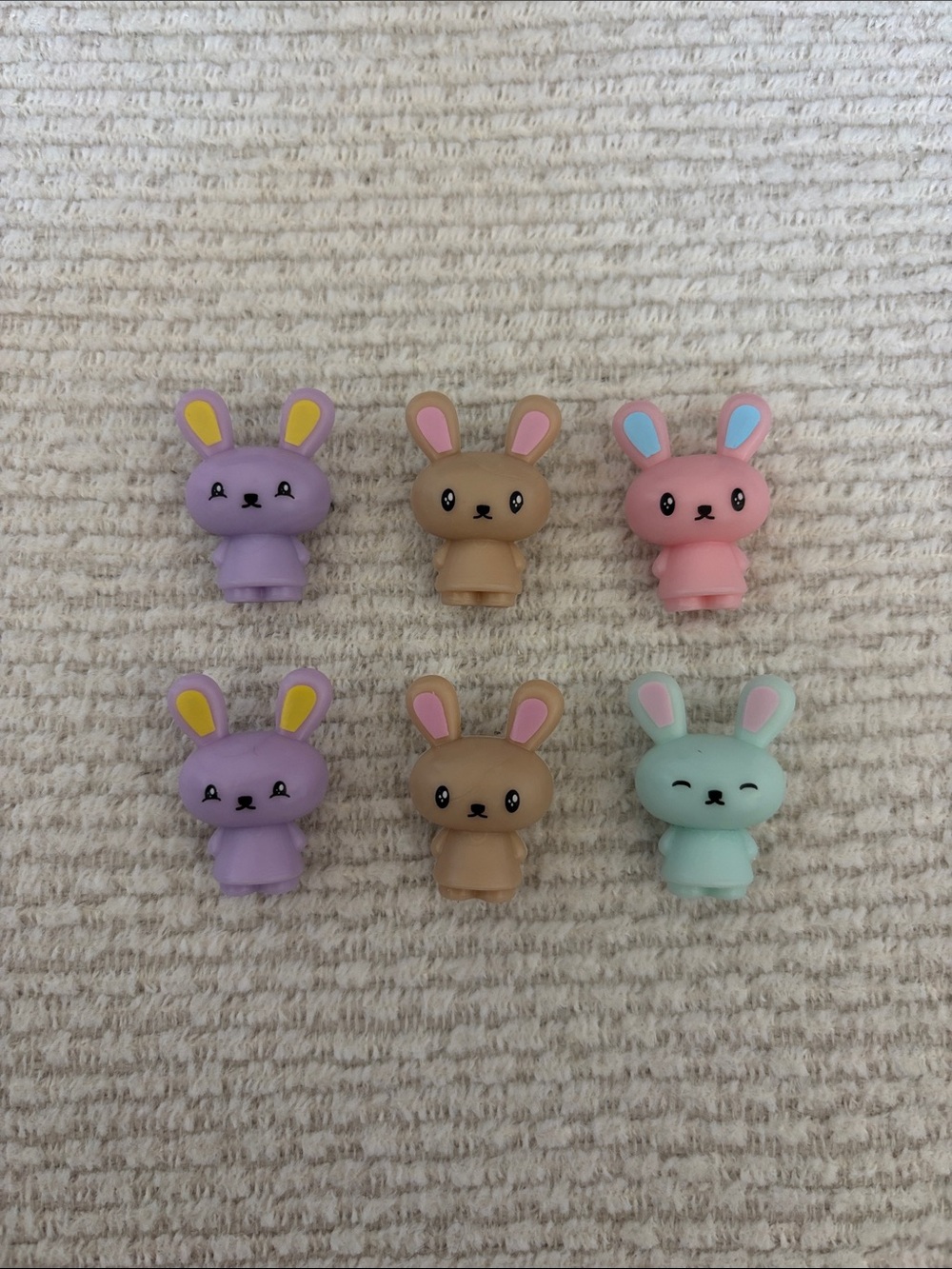 Mini Bunny Figurine Set - Pastel Purple, Pink, Tan, Mint da bomb rabbit charms